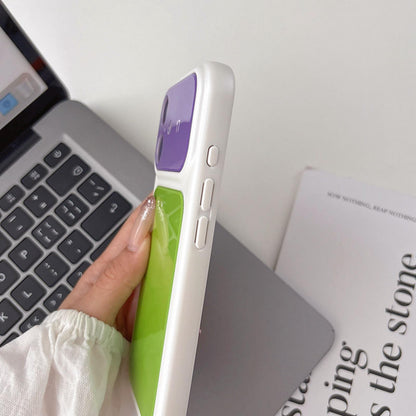 For iPhone 16 Pro Dopamine Color Large Window Acrylic PC Phone Case - Purple and Green - EDA009705205A