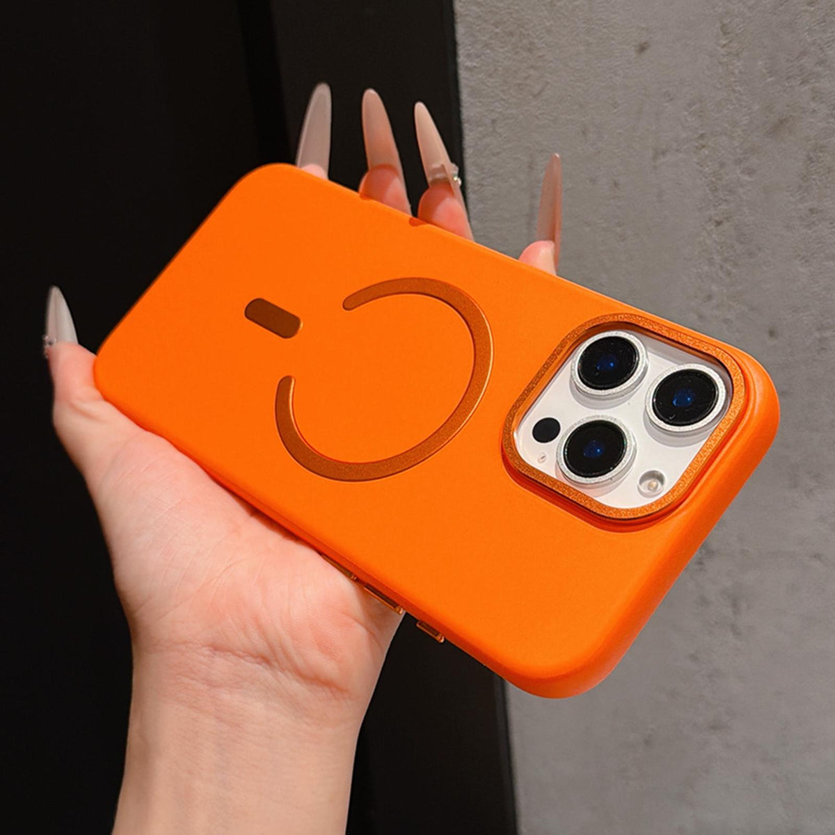 For iPhone 16 Pro Ice Frosted Texture Magnetic Phone Case - Orange - EDA009708105C