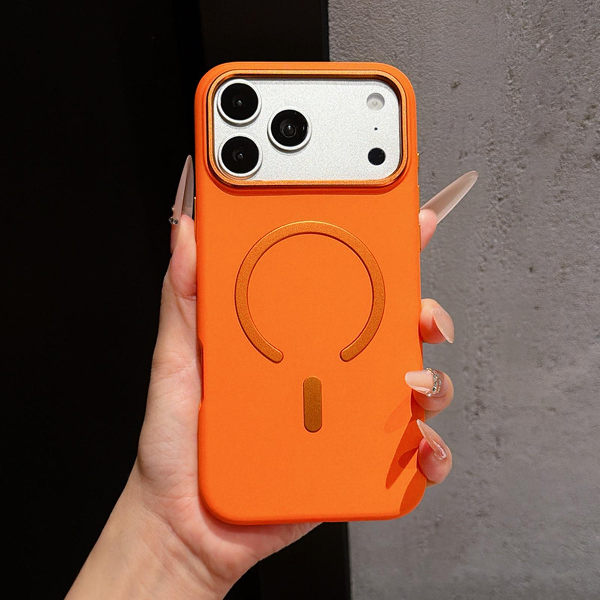 For iPhone 16 Ice Frosted Texture Magnetic Phone Case - Orange - EDA009708106C