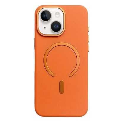 For iPhone 15 Ice Frosted Texture Magnetic Phone Case - Orange - EDA009708109C