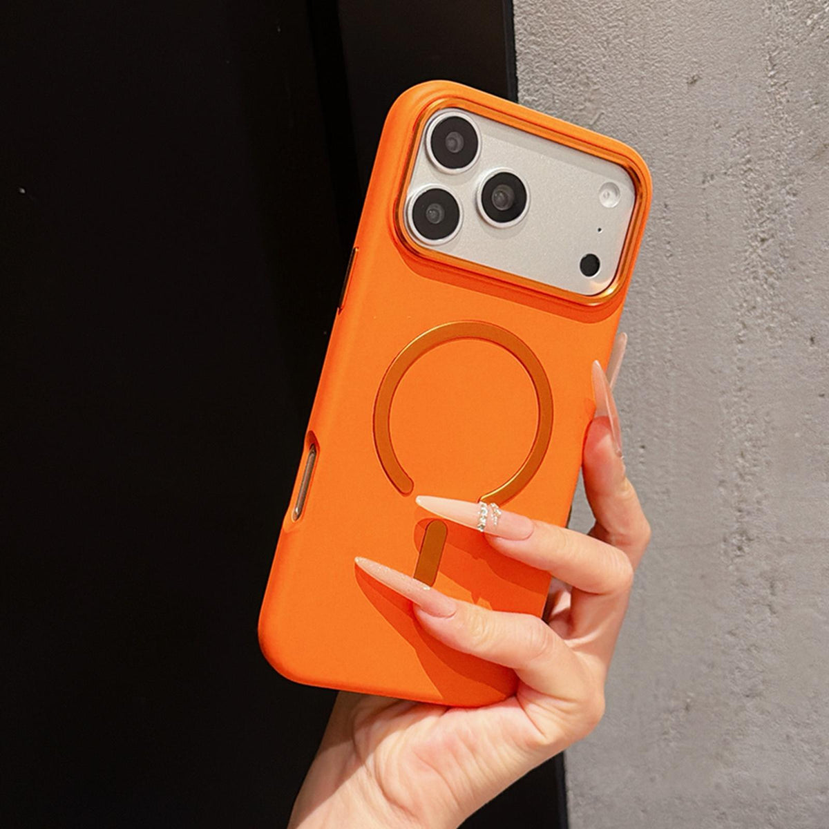 For iPhone 15 Ice Frosted Texture Magnetic Phone Case - Orange - EDA009708109C