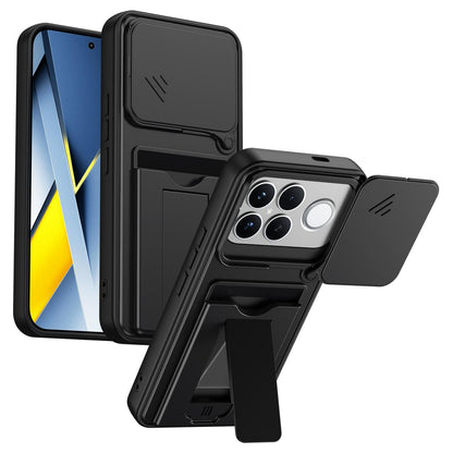 For Redmi K90 Pro Max / Poco F8 Ultra 5G Card Holder Series Sliding Lens Cover PC Hybrid TPU Phone Case(Black)