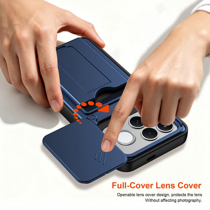 For Redmi K90 Pro Max / Poco F8 Ultra 5G Card Holder Series Sliding Lens Cover PC Hybrid TPU Phone Case(Black)