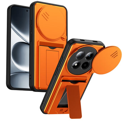 For Redmi Note 15 4G / 5G Global 164mm Card Holder Series Sliding Lens Cover PC Hybrid TPU Phone Case - Orange - EDA009708403C
