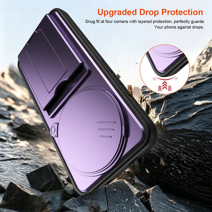 For Redmi Note 15 4G / 5G Global 164mm Card Holder Series Sliding Lens Cover PC Hybrid TPU Phone Case - Purple - EDA009708403E