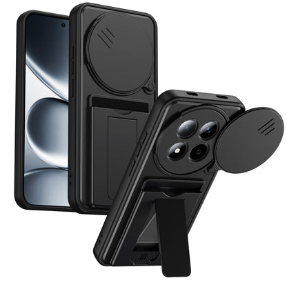For Redmi Note 15 Pro+ 5G Global 163.3mm Card Holder Series Sliding Lens Cover PC Hybrid TPU Phone Case - Black - EDA009708406D