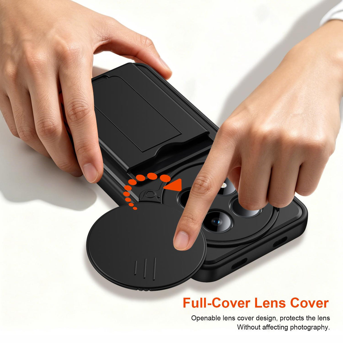 For Redmi Note 15 Pro+ 5G Global 163.3mm Card Holder Series Sliding Lens Cover PC Hybrid TPU Phone Case - Black - EDA009708406D
