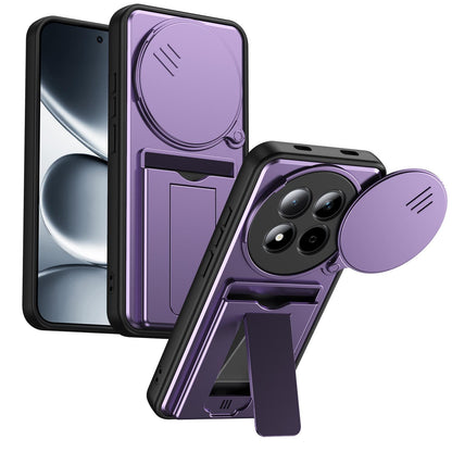 For Redmi Note 15 Pro+ 5G Global 163.3mm Card Holder Series Sliding Lens Cover PC Hybrid TPU Phone Case - Purple - EDA009708406E