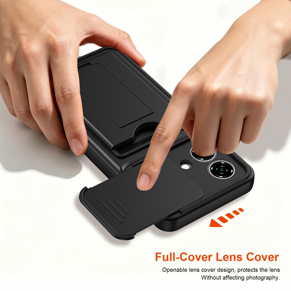 For ZTE Blade A35e 4G Card Holder Series Sliding Lens Cover PC Hybrid TPU Phone Case - Red - EDA009708601A