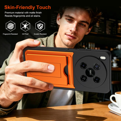For ZTE Blade V70 Max Card Holder Series Sliding Lens Cover PC Hybrid TPU Phone Case - Red - EDA009708604A