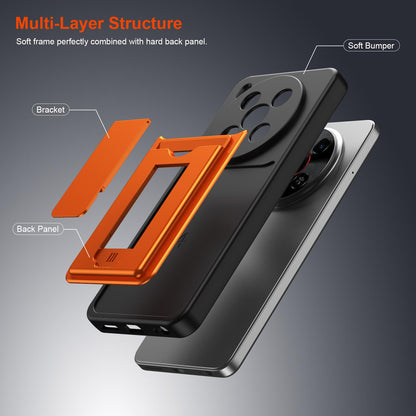 For ZTE Blade V70 Max Card Holder Series Sliding Lens Cover PC Hybrid TPU Phone Case - Red - EDA009708604A