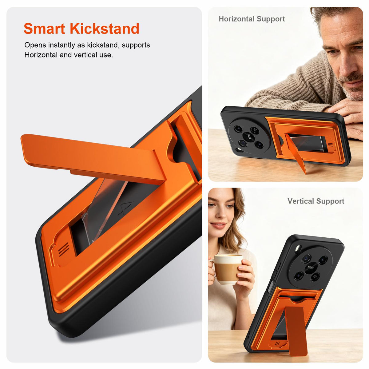 For ZTE Blade V70 Max Card Holder Series Sliding Lens Cover PC Hybrid TPU Phone Case - Black - EDA009708604D