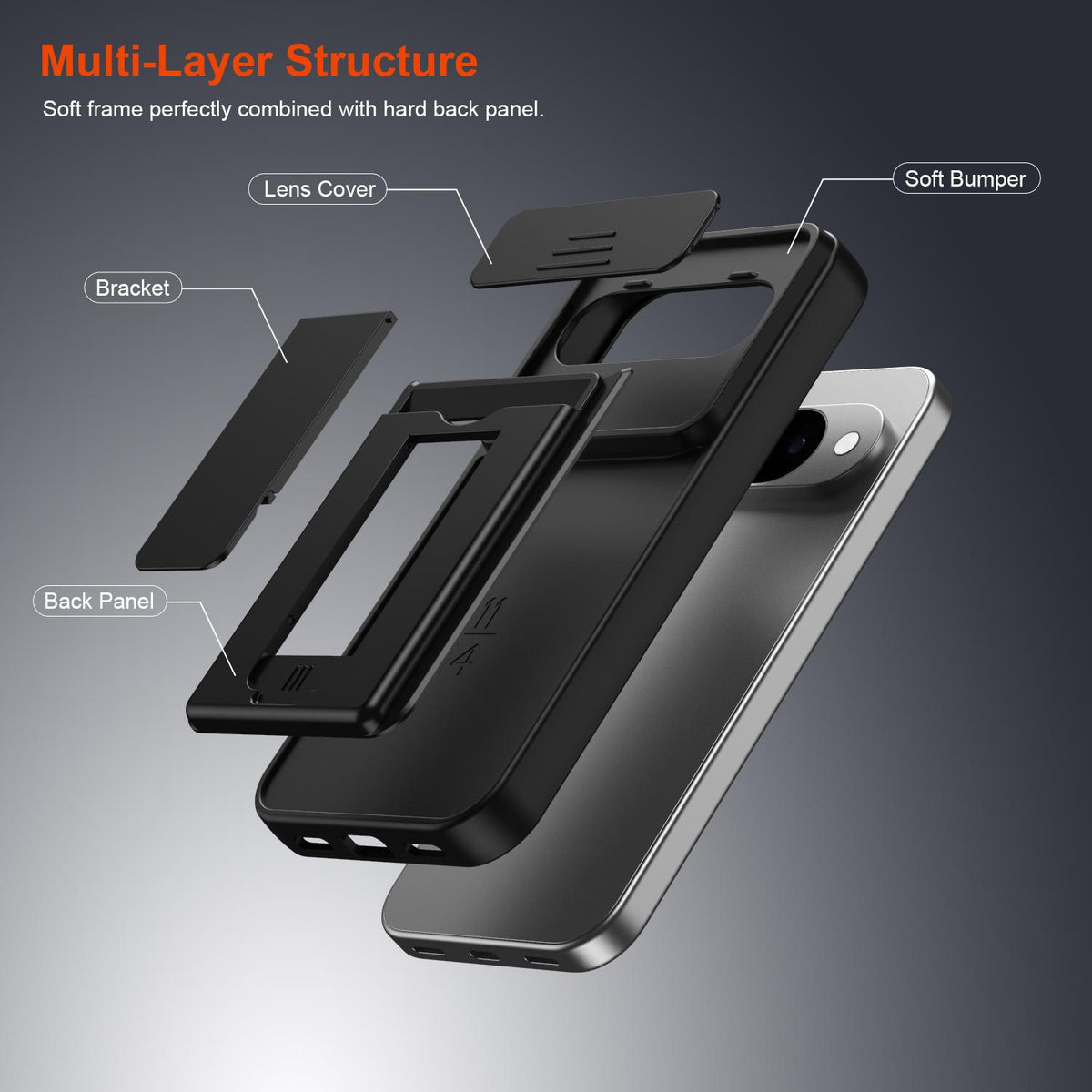 For Google Pixel 10 / Pixel 10 Pro Card Holder Series Sliding Lens Cover PC Hybrid TPU Phone Case - Red - EDA009708902A