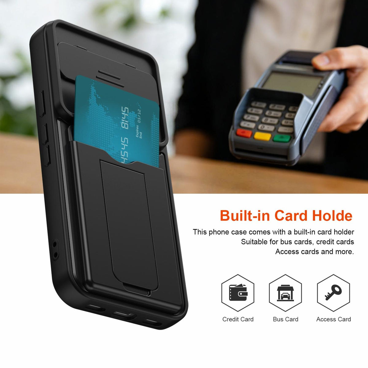 For Google Pixel 10 / Pixel 10 Pro Card Holder Series Sliding Lens Cover PC Hybrid TPU Phone Case - Black - EDA009708902D