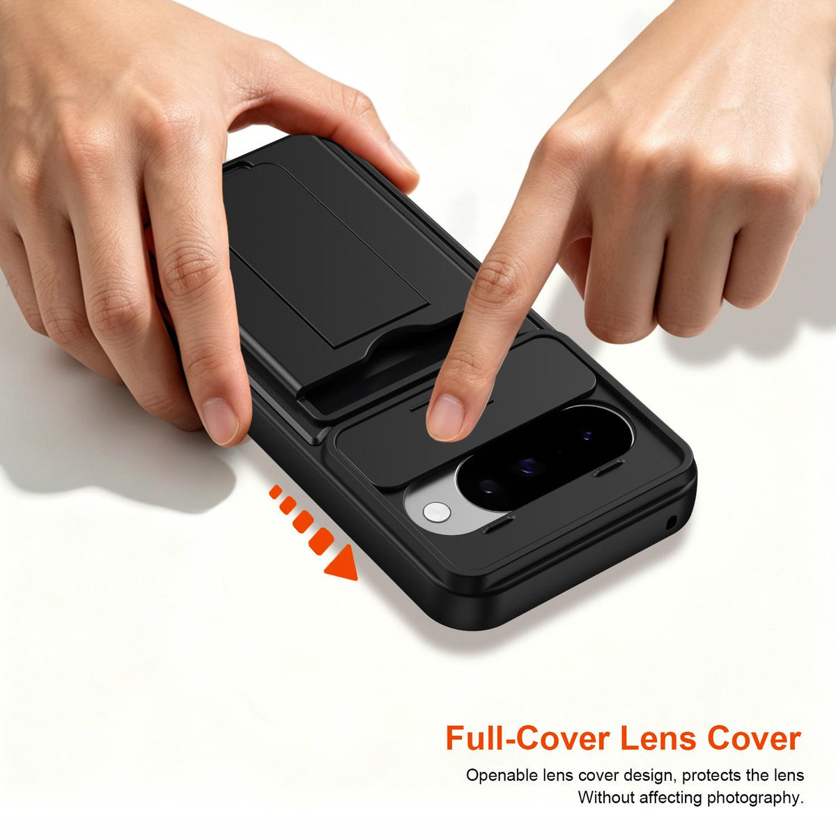 For Google Pixel 10 / Pixel 10 Pro Card Holder Series Sliding Lens Cover PC Hybrid TPU Phone Case - Purple - EDA009708902E