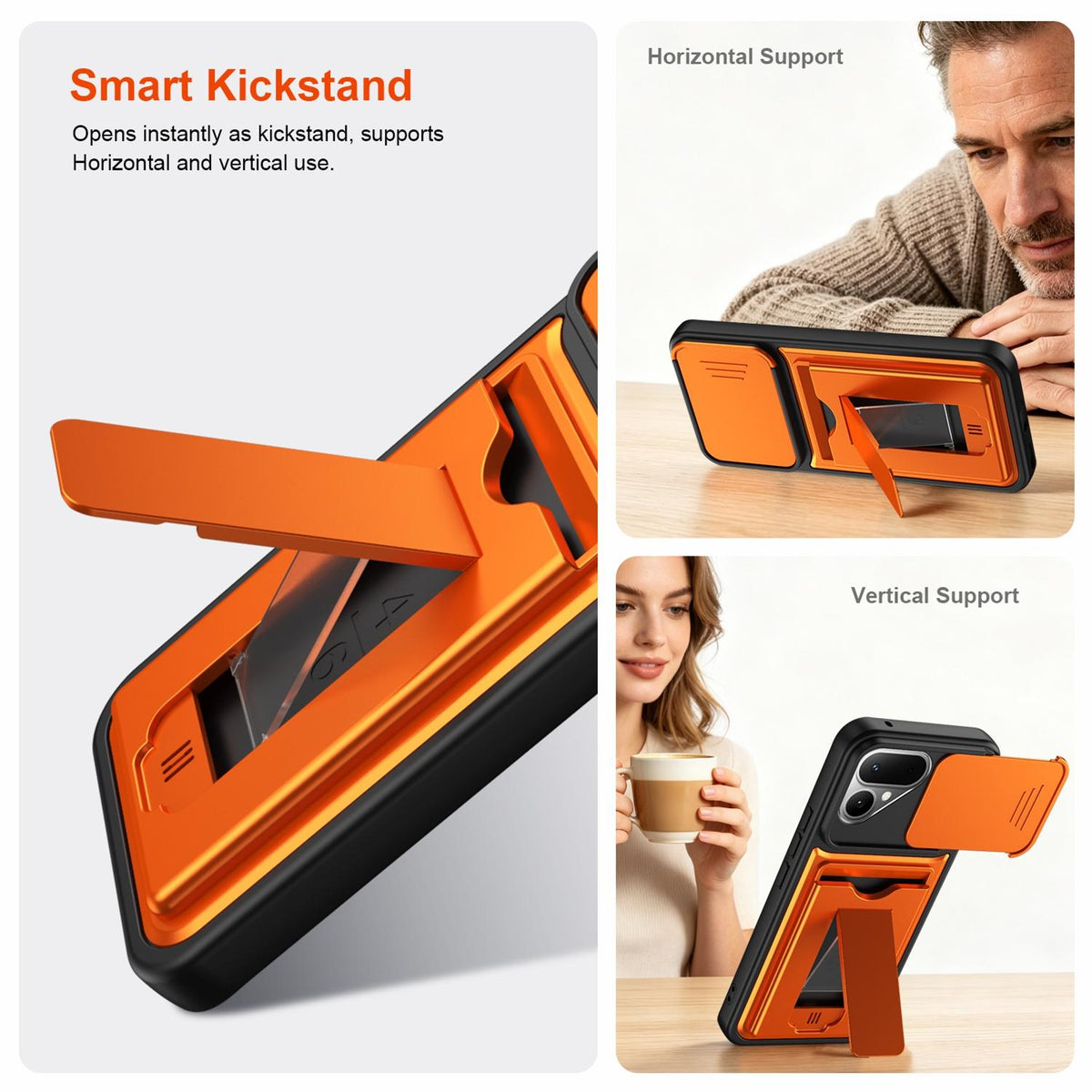 For Tecno Pova Curve 2 5G Card Holder Series Sliding Lens Cover PC Hybrid TPU Phone Case - Red - EDA009709003A