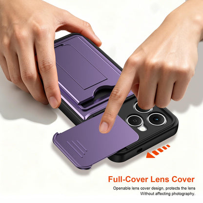 For Tecno Spark 40 4G Card Holder Series Sliding Lens Cover PC Hybrid TPU Phone Case - Red - EDA009709004A