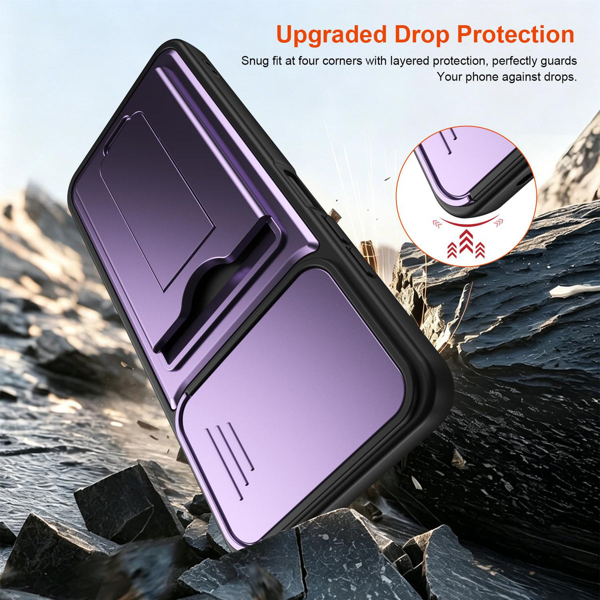 For Tecno Spark 40 4G Card Holder Series Sliding Lens Cover PC Hybrid TPU Phone Case - Red - EDA009709004A