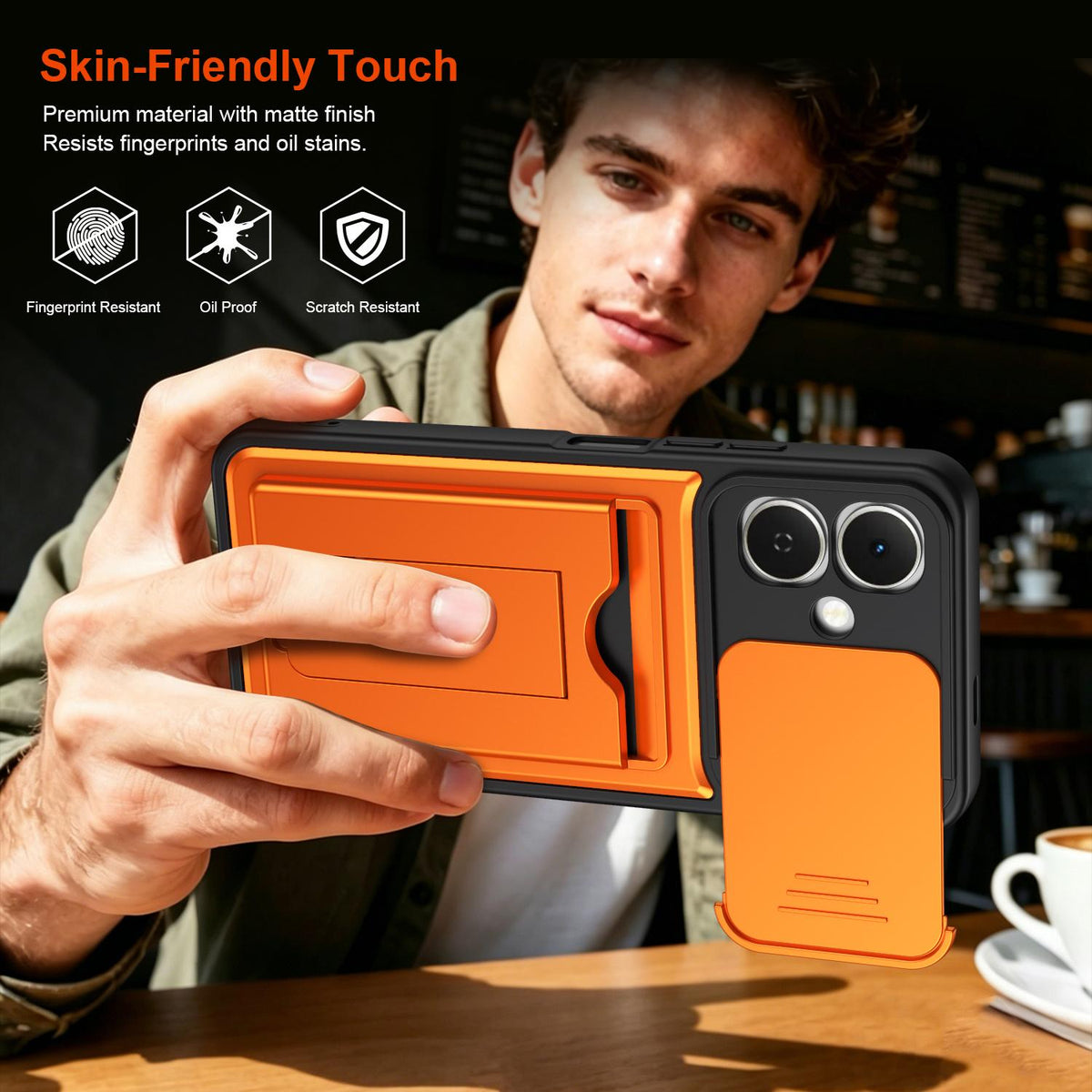 For Infinix Smart 20 4G Card Holder Series Sliding Lens Cover PC Hybrid TPU Phone Case - Red - EDA009709405A