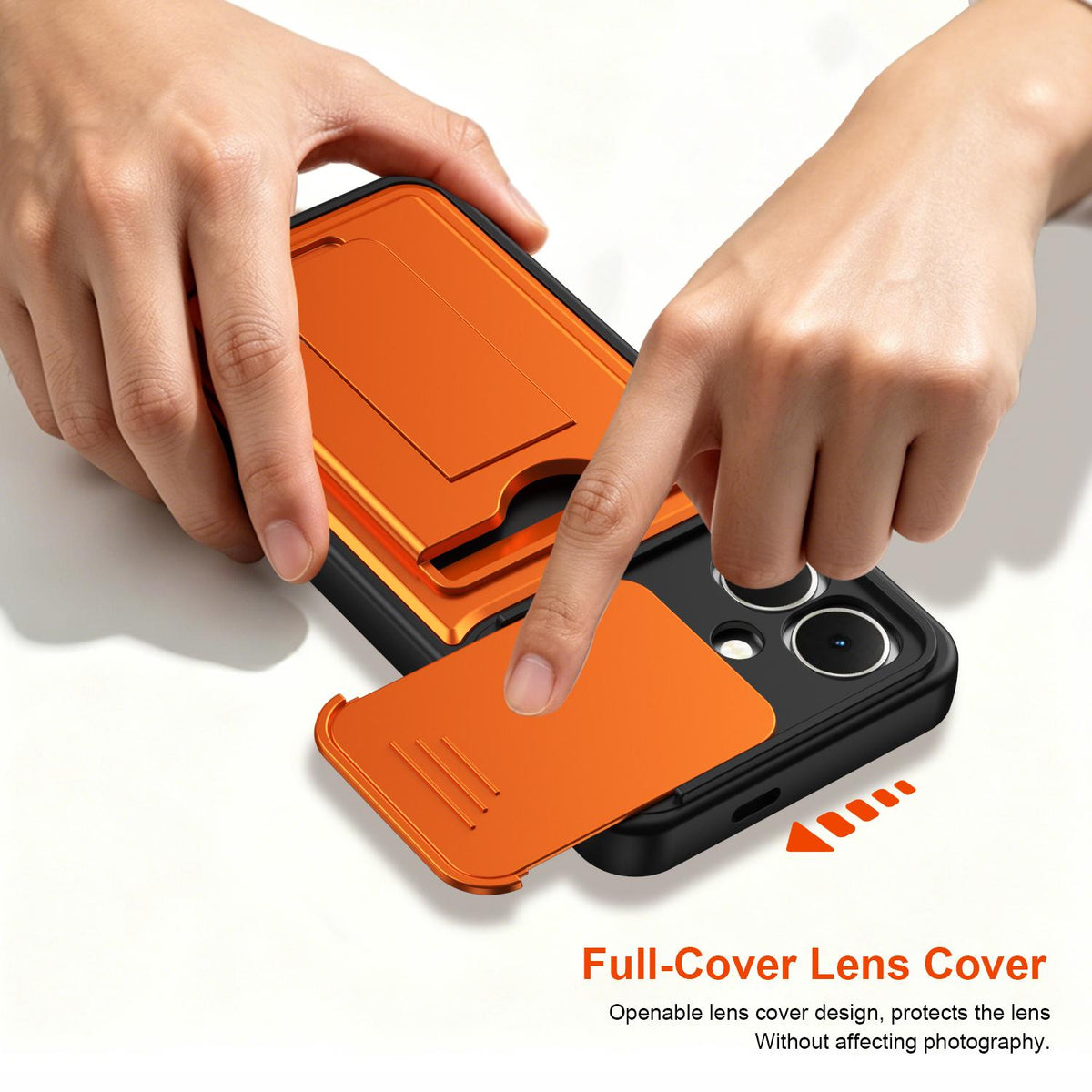 For Infinix Smart 20 4G Card Holder Series Sliding Lens Cover PC Hybrid TPU Phone Case - Purple - EDA009709405E