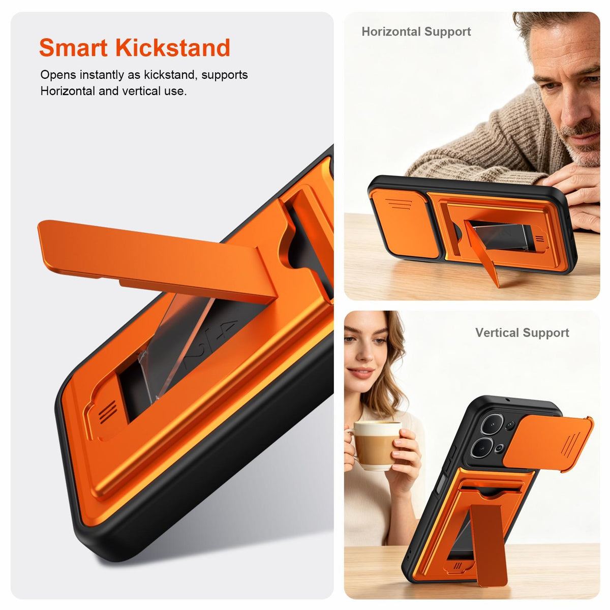 For vivo iQOO Z11x 5G / vivo Y31d 4G Card Holder Series Sliding Lens Cover PC Hybrid TPU Phone Case - Red - EDA009709502A