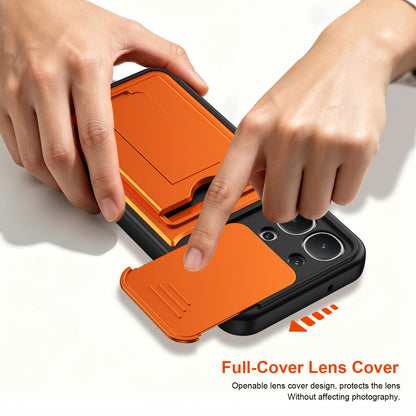 For vivo iQOO Z11x 5G / vivo Y31d 4G Card Holder Series Sliding Lens Cover PC Hybrid TPU Phone Case - Blue - EDA009709502B