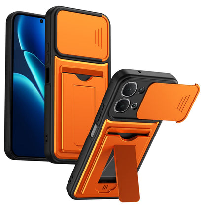 For vivo iQOO Z11x 5G / vivo Y31d 4G Card Holder Series Sliding Lens Cover PC Hybrid TPU Phone Case - Orange - EDA009709502C