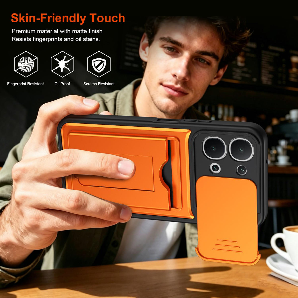 For vivo iQOO Z11x 5G / vivo Y31d 4G Card Holder Series Sliding Lens Cover PC Hybrid TPU Phone Case - Black - EDA009709502D