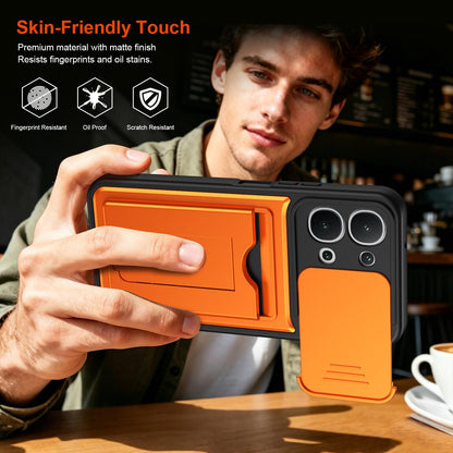 For vivo iQOO Z11x 5G / vivo Y31d 4G Card Holder Series Sliding Lens Cover PC Hybrid TPU Phone Case - Black - EDA009709502D