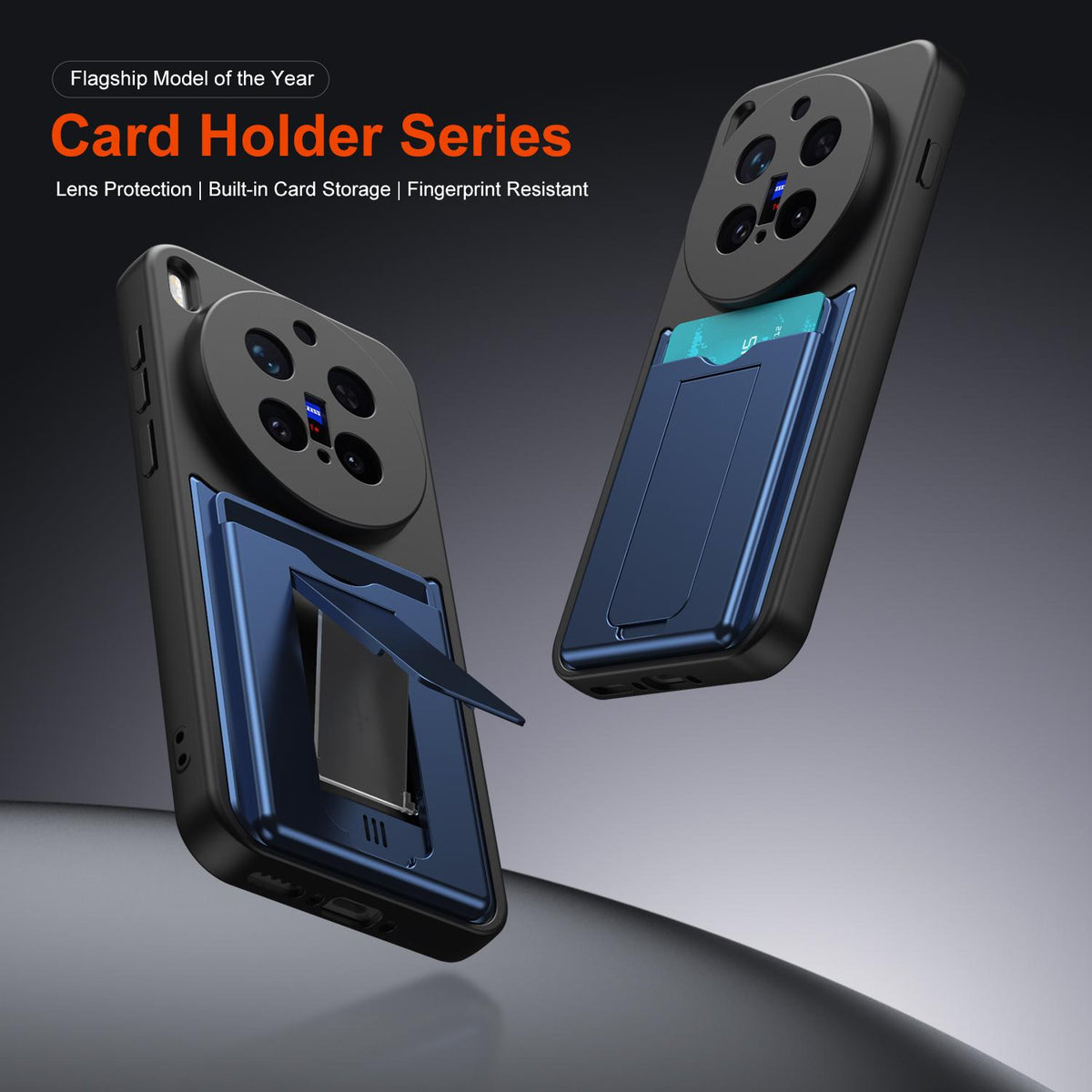 For vivo X300 Pro Card Holder Series Sliding Lens Cover PC Hybrid TPU Phone Case - Red - EDA009709504A