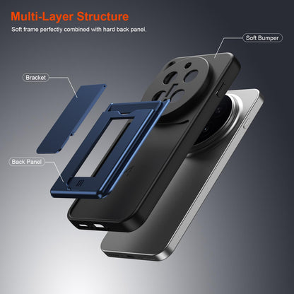 For vivo X300 Pro Card Holder Series Sliding Lens Cover PC Hybrid TPU Phone Case - Blue - EDA009709504B