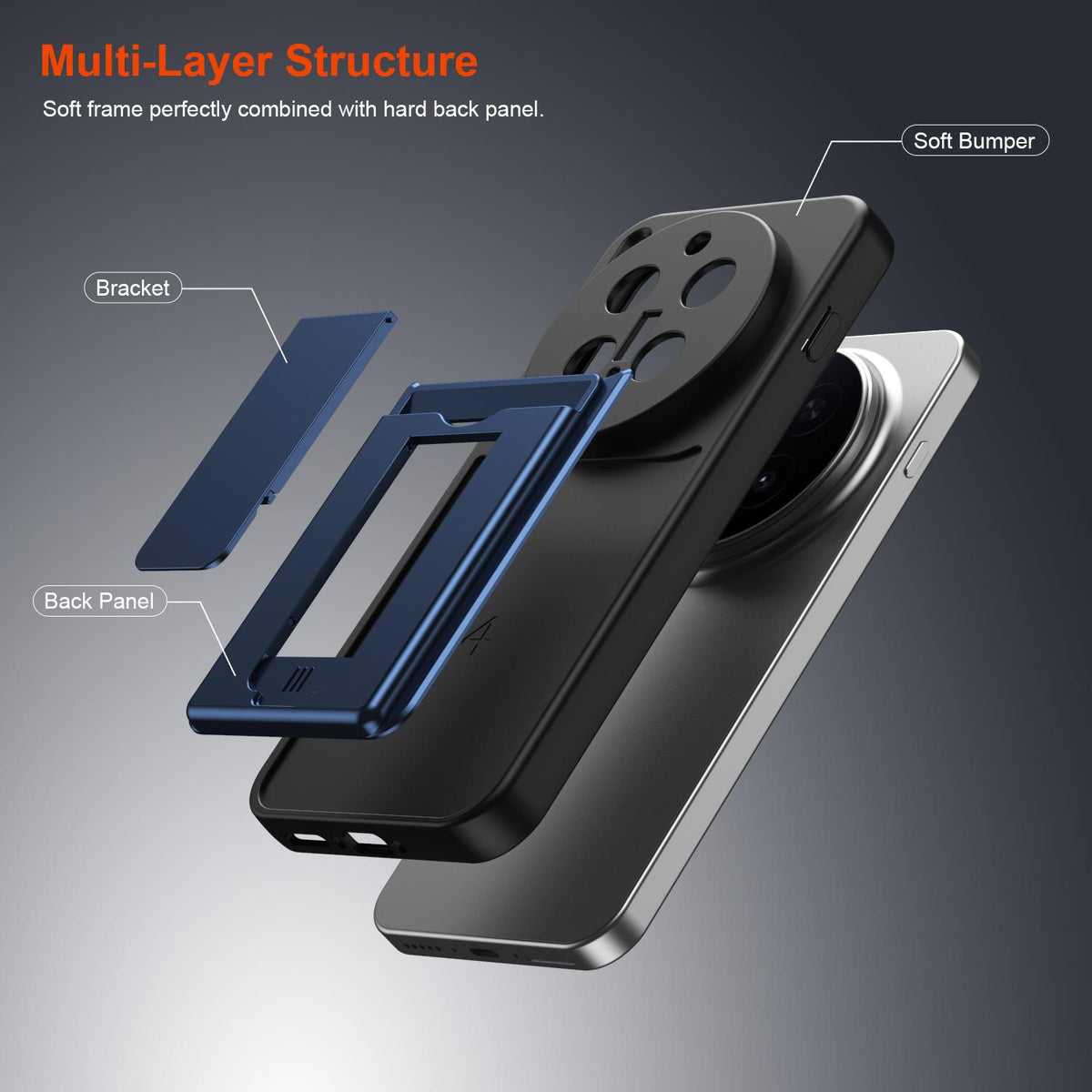 For vivo X300 Pro Card Holder Series Sliding Lens Cover PC Hybrid TPU Phone Case - Purple - EDA009709504E