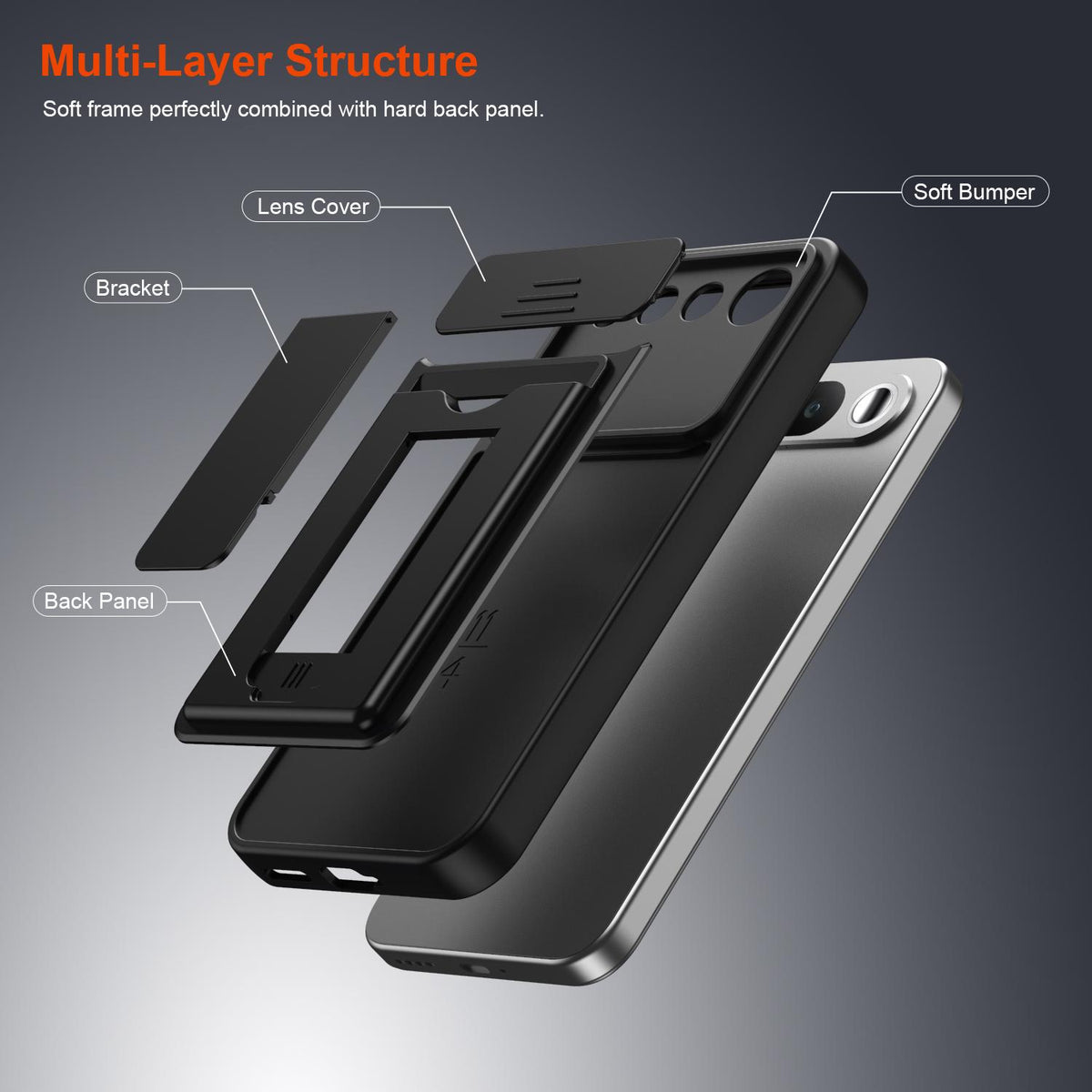 For Realme 16 5G Card Holder Series Sliding Lens Cover PC Hybrid TPU Phone Case - Blue - EDA009709601B