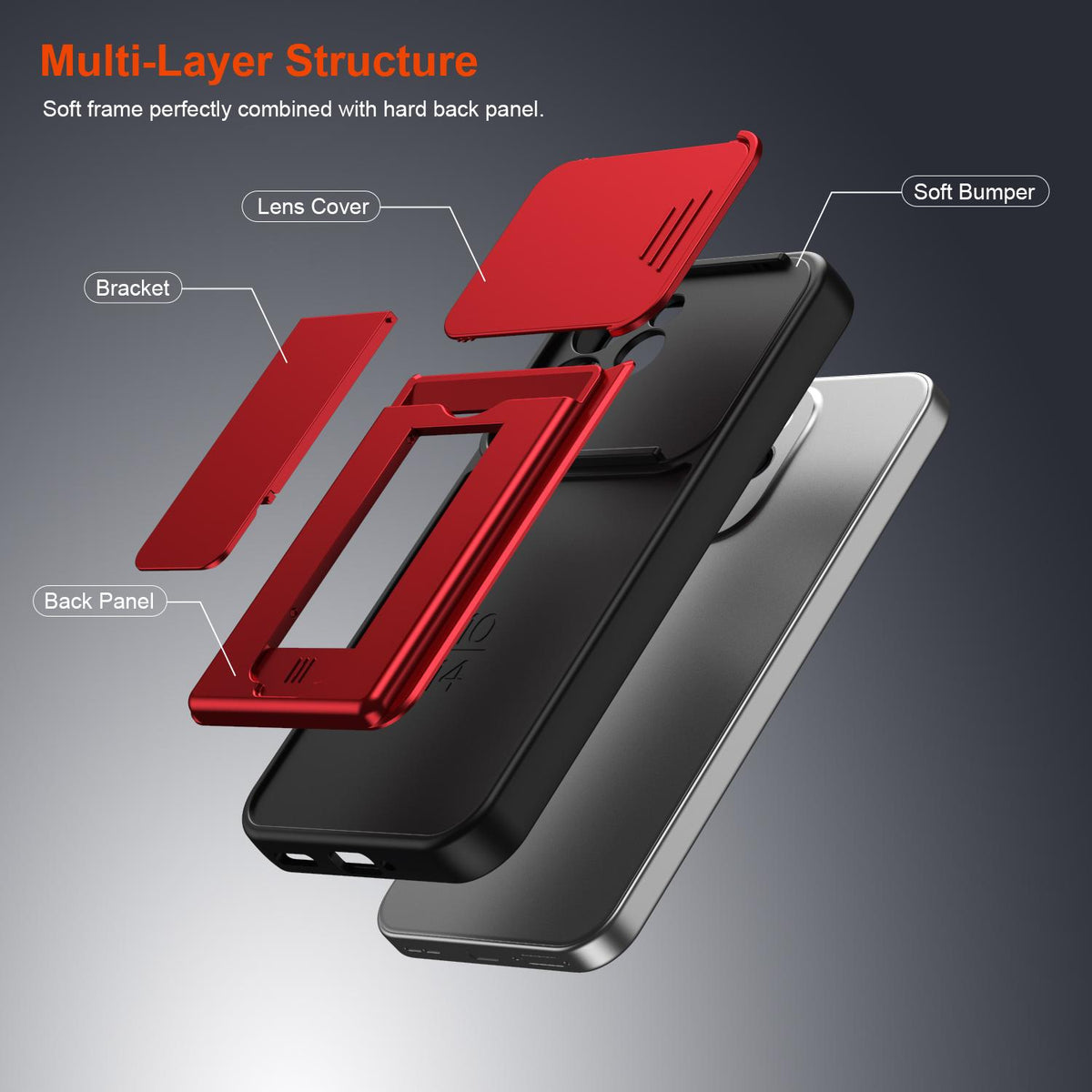 For OPPO Reno15 Pro 5G Global Card Holder Series Sliding Lens Cover PC Hybrid TPU Phone Case - Blue - EDA009709804B