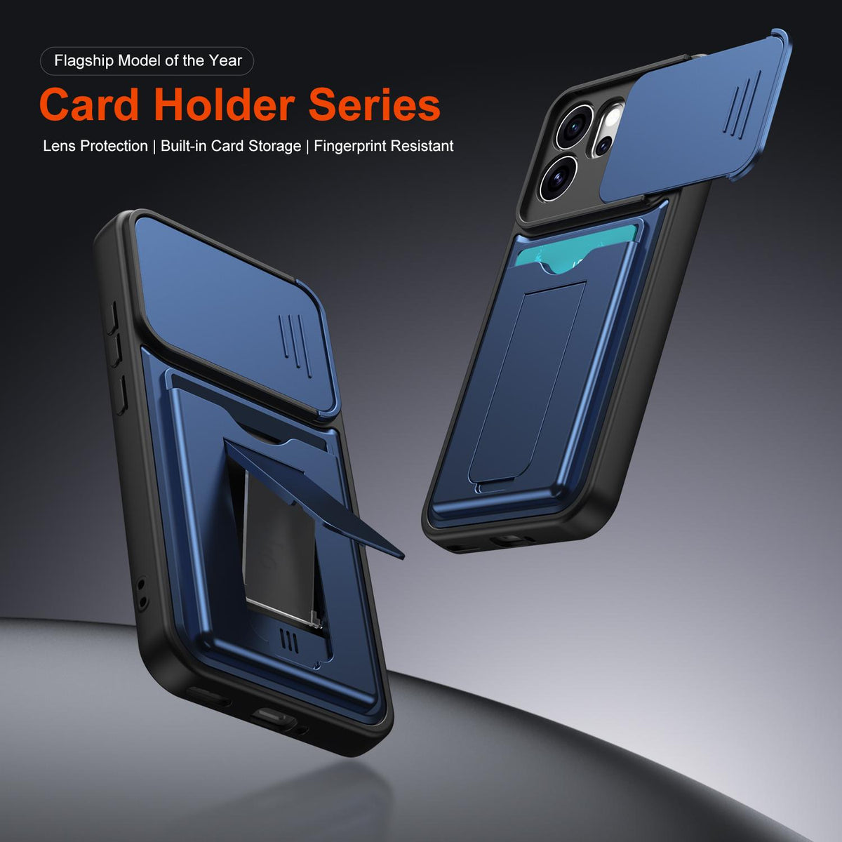 For OPPO Reno15 Pro Max 5G Global Card Holder Series Sliding Lens Cover PC Hybrid TPU Phone Case - Red - EDA009709805A