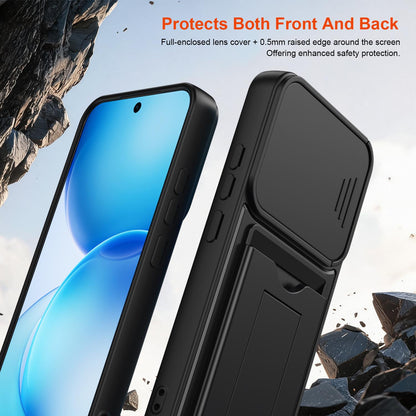 For OPPO Reno16 F / Reno16 FS 5G Card Holder Series Sliding Lens Cover PC Hybrid TPU Phone Case - Purple - EDA009709807E
