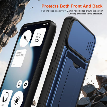 For Nothing Phone 3a Lite Card Holder Series Sliding Lens Cover PC Hybrid TPU Phone Case - Orange - EDA009709901C