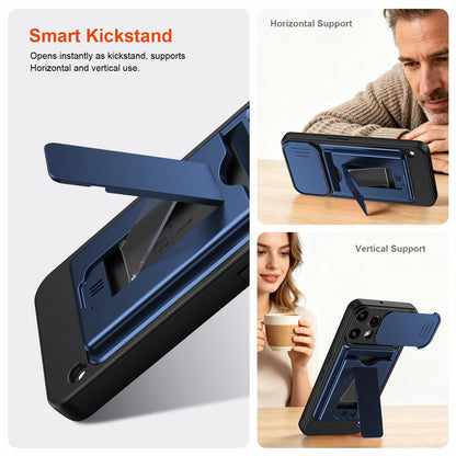For Nothing Phone 3a Lite Card Holder Series Sliding Lens Cover PC Hybrid TPU Phone Case - Black - EDA009709901D