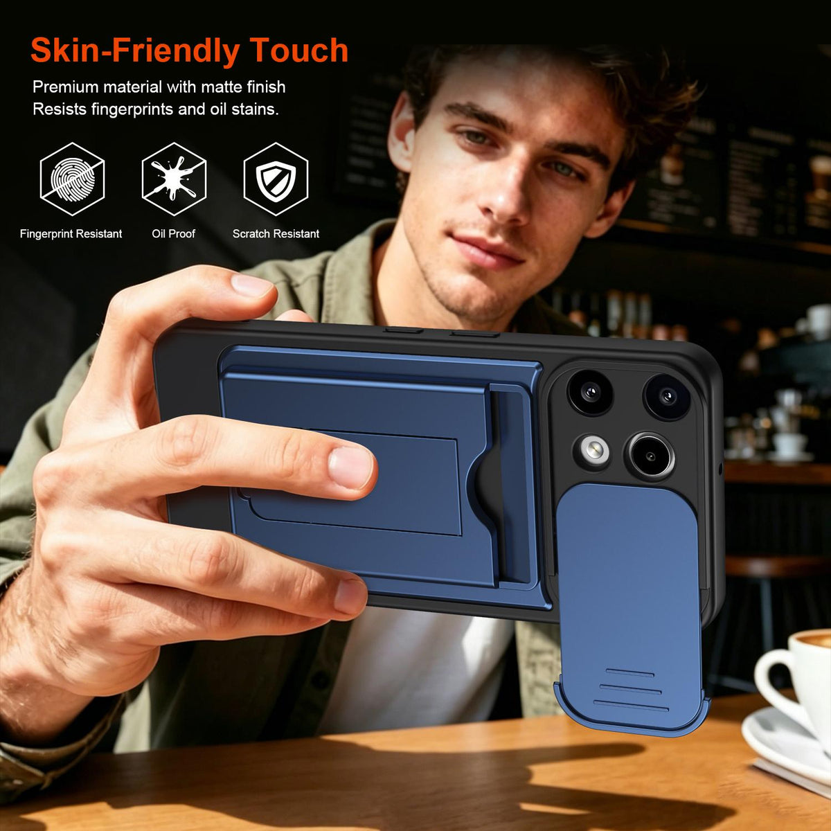 For Nothing Phone 3a Lite Card Holder Series Sliding Lens Cover PC Hybrid TPU Phone Case - Black - EDA009709901D