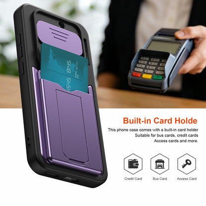 For Nothing Phone 4a Card Holder Series Sliding Lens Cover PC Hybrid TPU Phone Case - Red - EDA009709902A