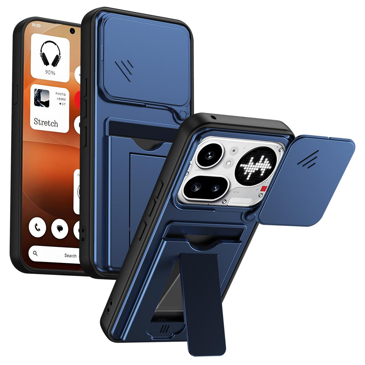 For Nothing Phone 4a Pro Card Holder Series Sliding Lens Cover PC Hybrid TPU Phone Case - Blue - EDA009709903B