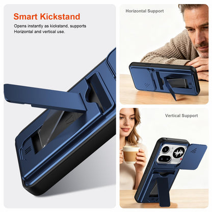 For Nothing Phone 4a Pro Card Holder Series Sliding Lens Cover PC Hybrid TPU Phone Case - Blue - EDA009709903B
