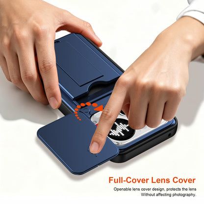 For Nothing Phone 4a Pro Card Holder Series Sliding Lens Cover PC Hybrid TPU Phone Case - Black - EDA009709903D