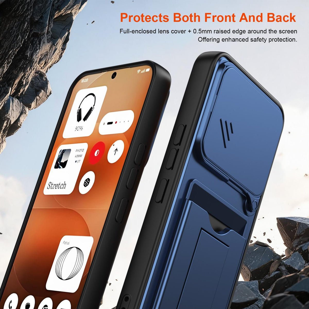 For Nothing Phone 4a Pro Card Holder Series Sliding Lens Cover PC Hybrid TPU Phone Case - Purple - EDA009709903E
