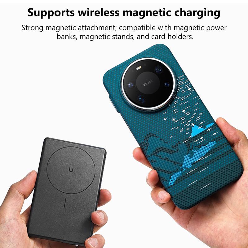 For Huawei Mate 80 Pro Max Kevlar Texture Water Sticker Magnetic Phone Case - Orange - EDA009710304C