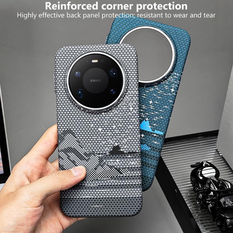 For Huawei Mate 80 Pro Max Kevlar Texture Water Sticker Magnetic Phone Case - Orange - EDA009710304C