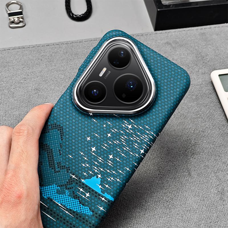 For Huawei Pura 80 Pro 5G Kevlar Texture Water Sticker Magnetic Phone Case - Orange - EDA009710305C