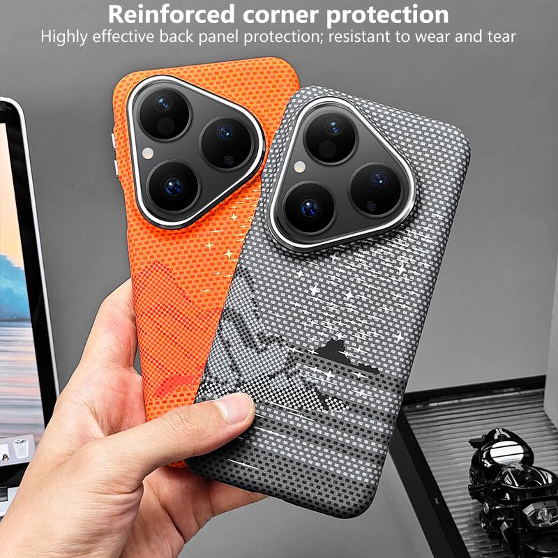 For Huawei Pura 80 5G Kevlar Texture Water Sticker Magnetic Phone Case - Orange - EDA009710306C