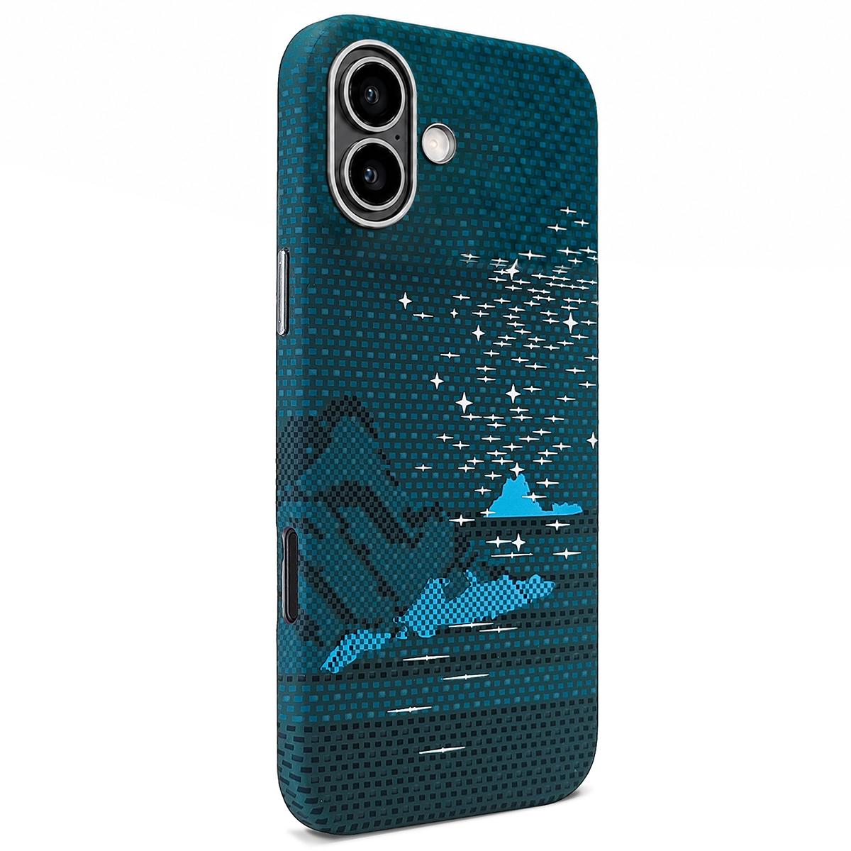 For iPhone 16 Kevlar Texture Water Sticker Magnetic Phone Case - Blue - EDA009710809B