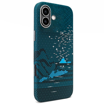 For iPhone 16 Kevlar Texture Water Sticker Magnetic Phone Case - Blue - EDA009710809B